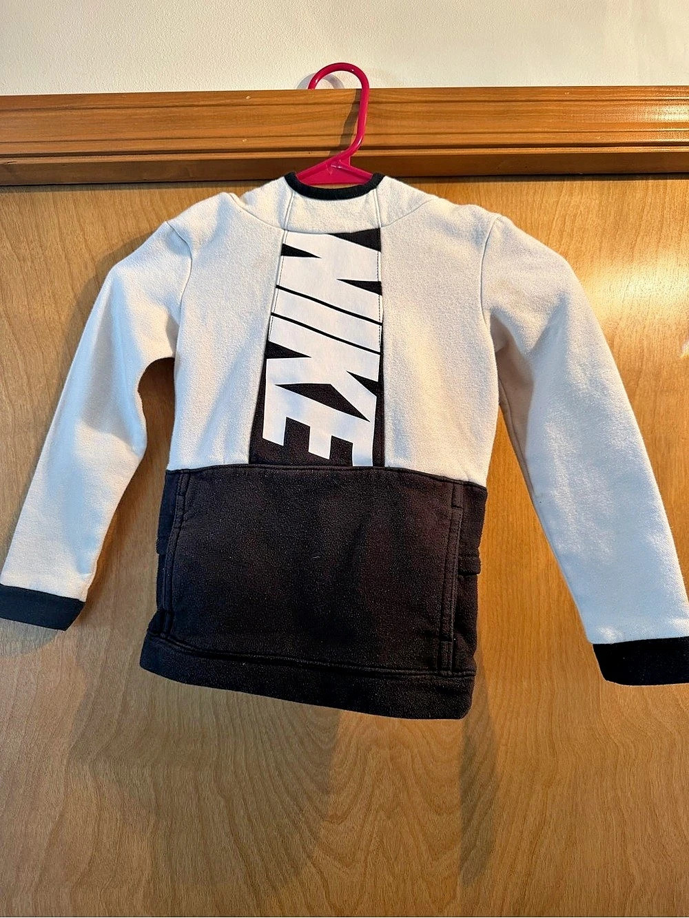 Nike Kids Colorblock Fleece Hoodie White & Black Size 4T